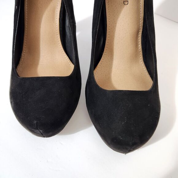 Torrid Black Faux Suede Platform Tapered Pump Heels Extra Wide Width Size 8.5WW - Picture 4 of 8